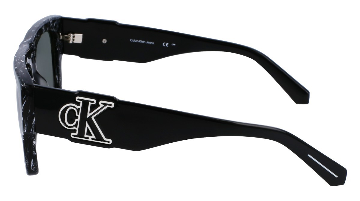 Sonnenbrillen Calvin Klein Jeans CKJ23654S (073) farbe black/white form rechteckig gläser solid green