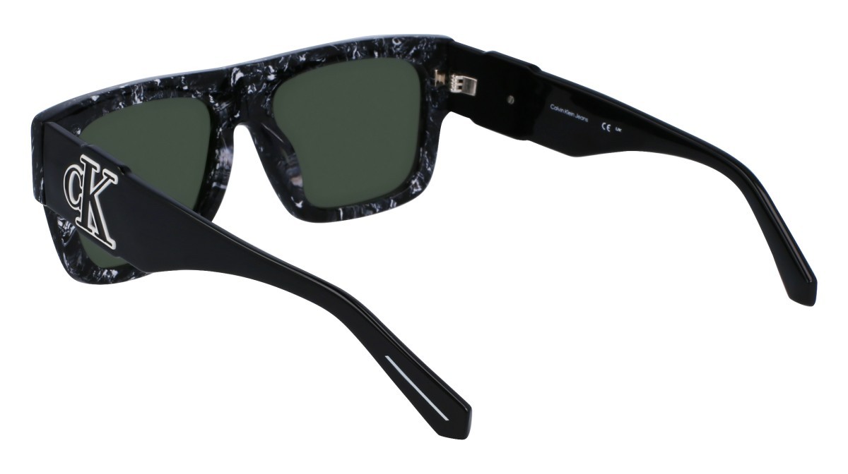 Sonnenbrillen Calvin Klein Jeans CKJ23654S (073) farbe black/white form rechteckig gläser solid green