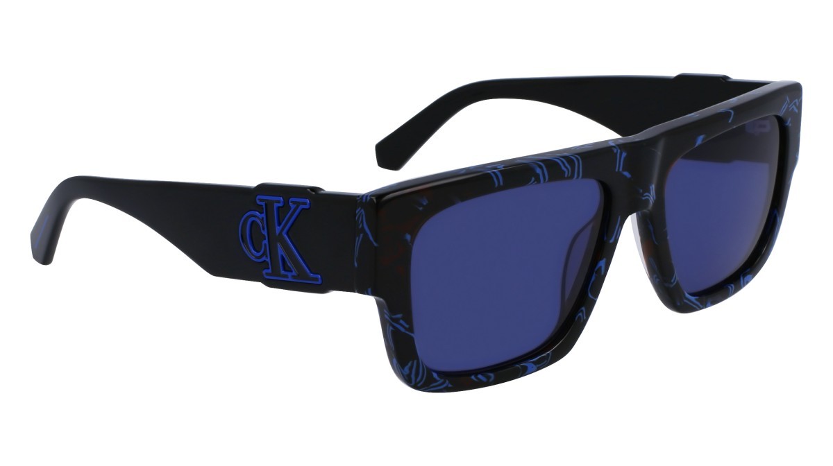 Sonnenbrillen Calvin Klein Jeans CKJ23654S (400) farbe blue/brown form rechteckig gläser solid blue