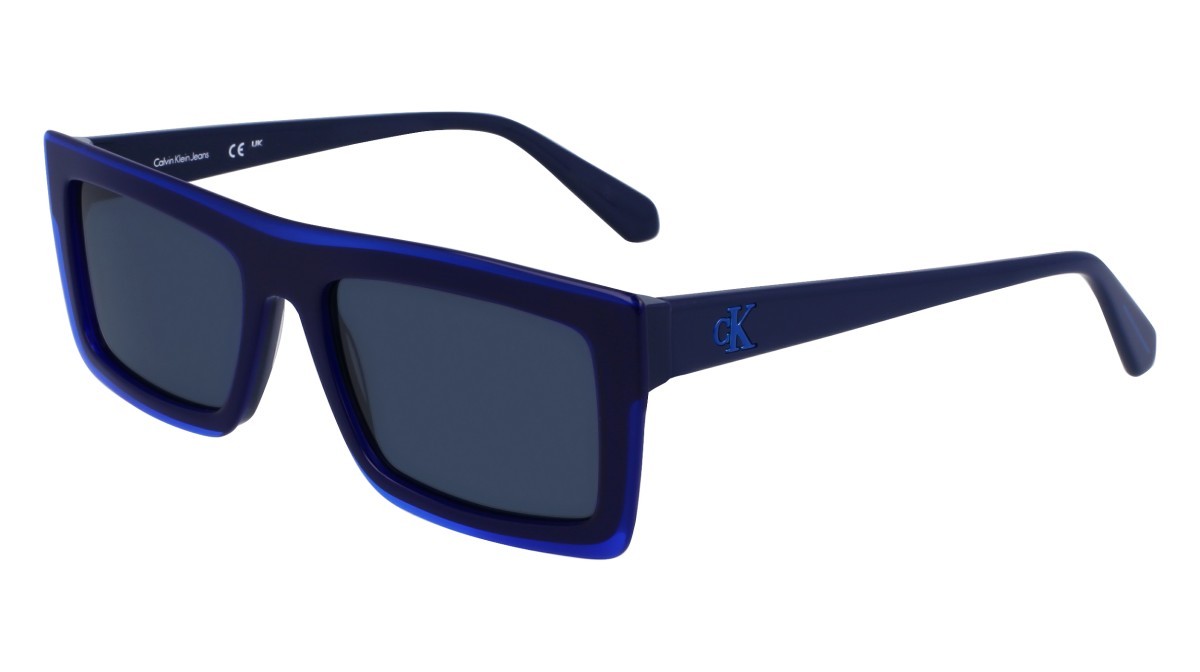 Sonnenbrillen Calvin Klein Jeans CKJ23657S (400) farbe blue form rechteckig gläser solid dark grey