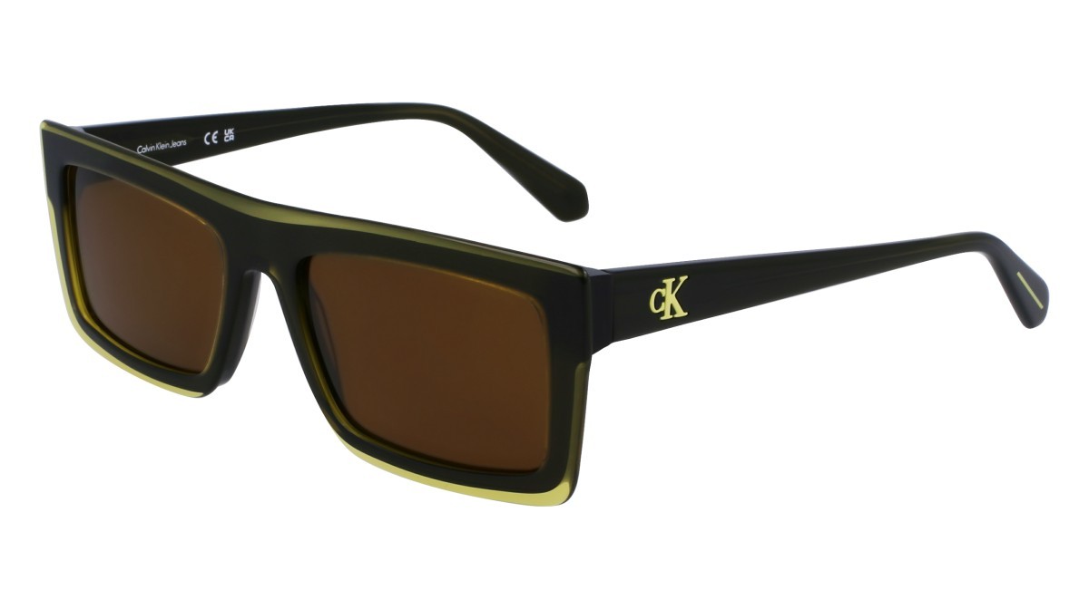 Sonnenbrillen Calvin Klein Jeans CKJ23657S (745) farbe lime form rechteckig gläser solid olive