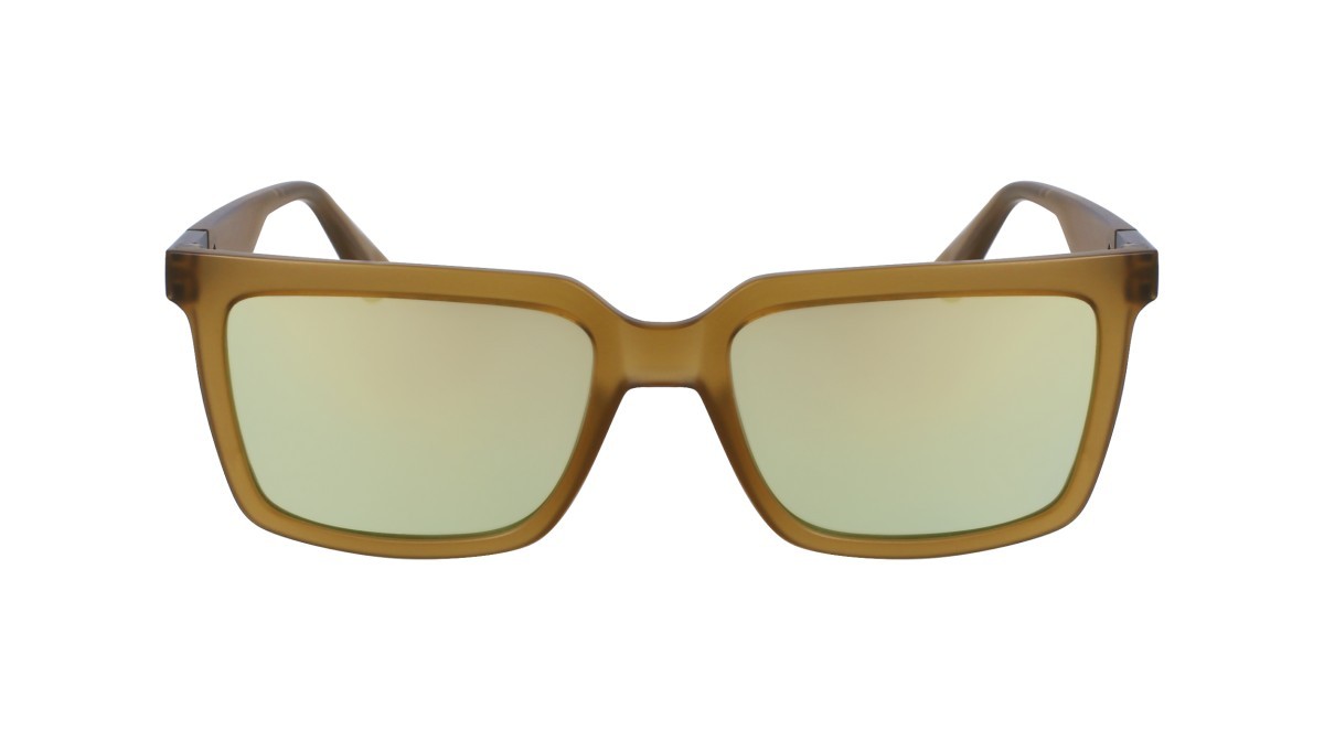 Sonnenbrillen Calvin Klein Jeans CKJ23659S (309) farbe khaki form quadratisch gläser solid grey gold mirror