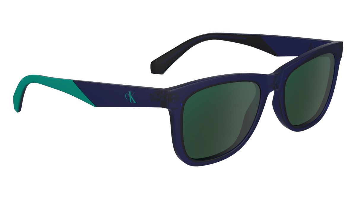 Sonnenbrillen Calvin Klein Jeans CKJ24302S (400) farbe blue form rechteckig gläser solid  green flash mirror