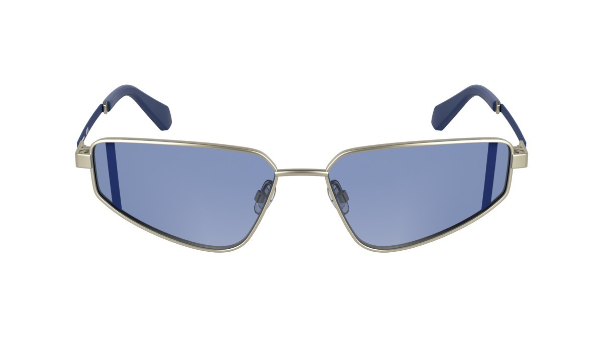 Sonnenbrillen Calvin Klein Jeans CKJ25200S (718) farbe matte light gold form cat-eye gläser solid blue