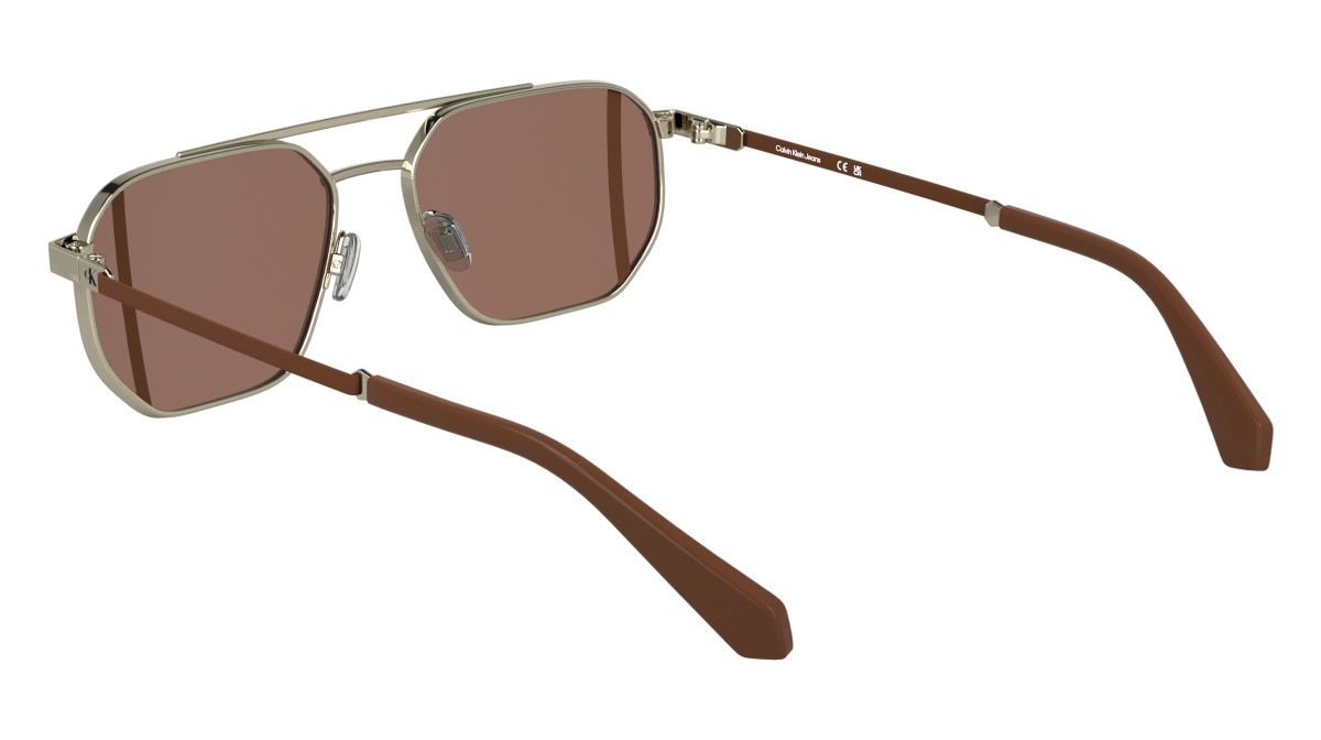 Sonnenbrillen Calvin Klein Jeans CKJ25202S (718) farbe light gold form rechteckig gläser solid red