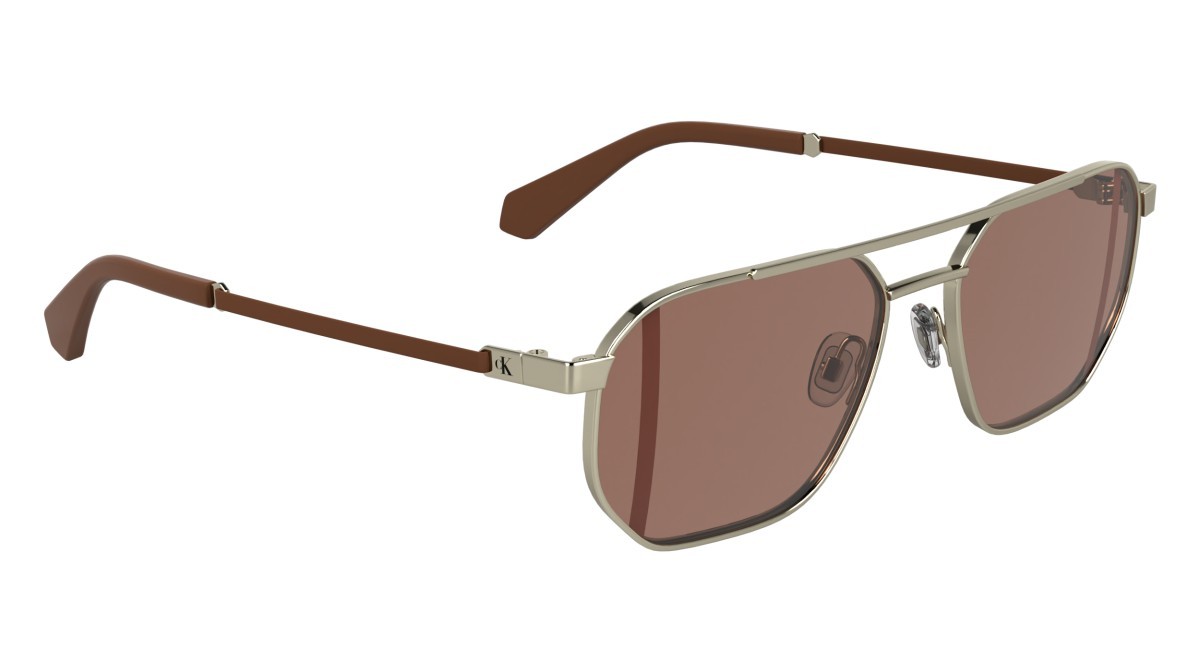 Sonnenbrillen Calvin Klein Jeans CKJ25202S (718) farbe light gold form rechteckig gläser solid red