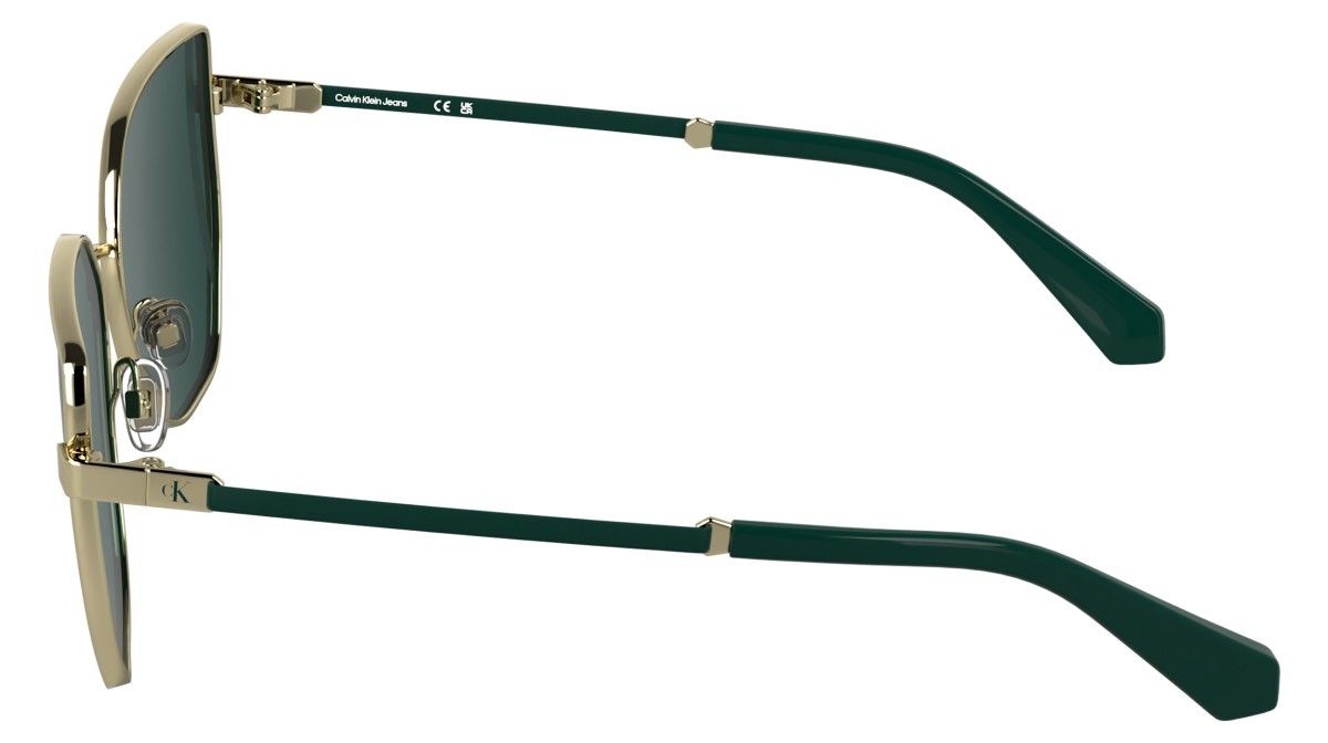Occhiali da sole Calvin Klein Jeans CKJ25209S (717) colore gold forma farfalla lenti solid green