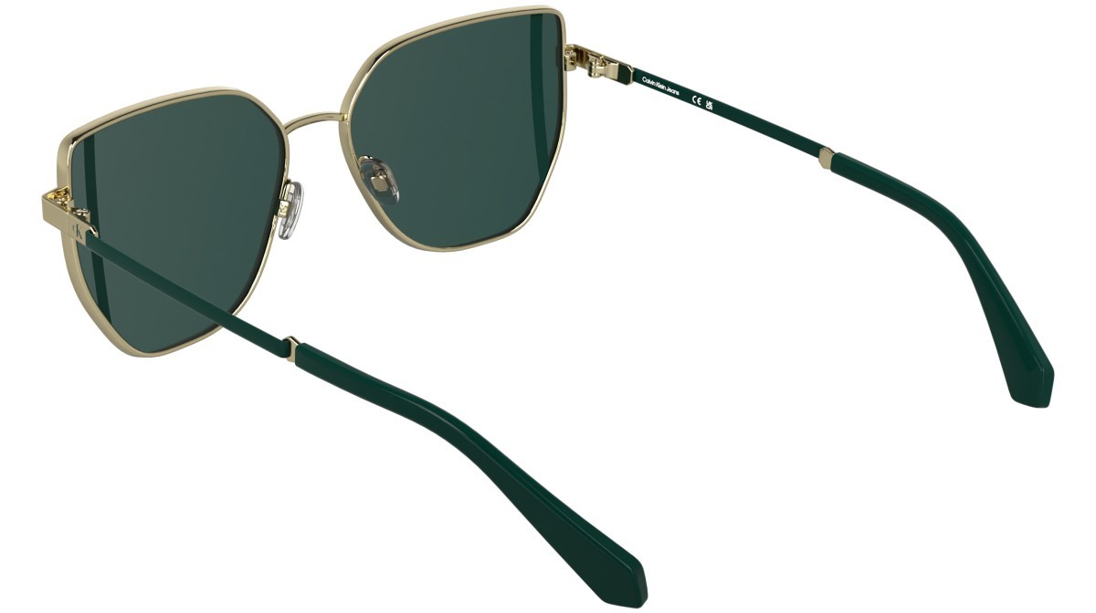 Occhiali da sole Calvin Klein Jeans CKJ25209S (717) colore gold forma farfalla lenti solid green