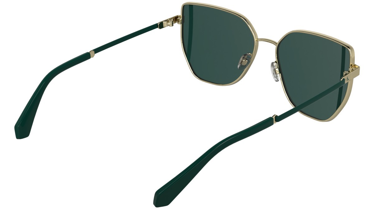 Occhiali da sole Calvin Klein Jeans CKJ25209S (717) colore gold forma farfalla lenti solid green