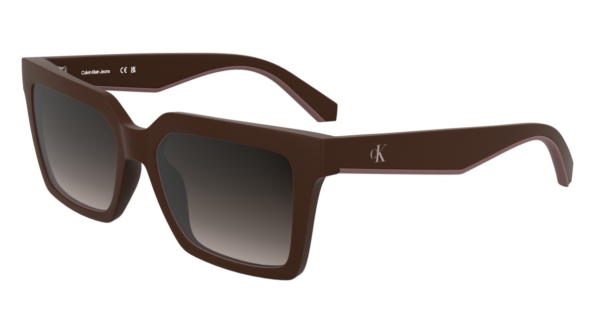 Sonnenbrillen Calvin Klein Jeans CKJ25602S (605) farbe matte burgundy form rechteckig gläser gradient brown