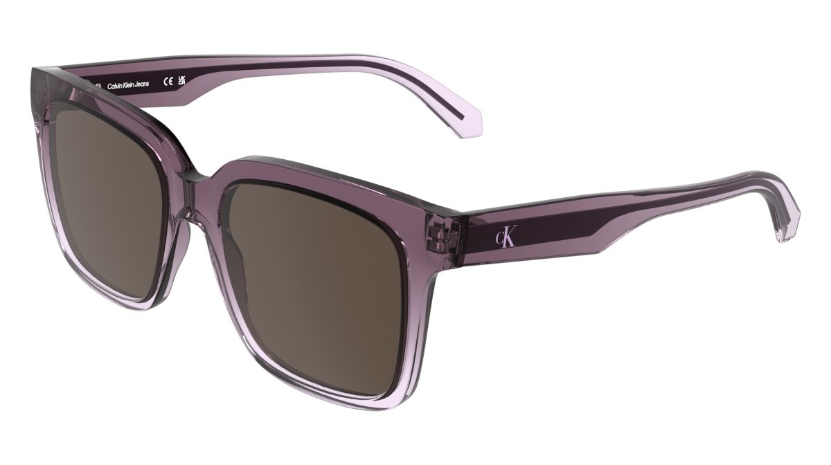 Sonnenbrillen Calvin Klein Jeans CKJ25624S (665) farbe transparent gradient mauve/ros form quadratisch gläser solid brown