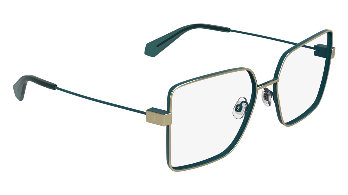 Brillen Calvin Klein Jeans CKJ26203 (729) farbe gold/matte petrol form rechteckig 