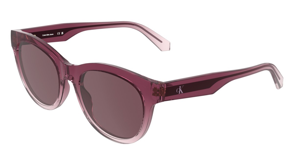 Occhiali da sole Calvin Klein Jeans CKJ26600S (606) colore transparent gradient wine/rose forma rotondo lenti solid wine