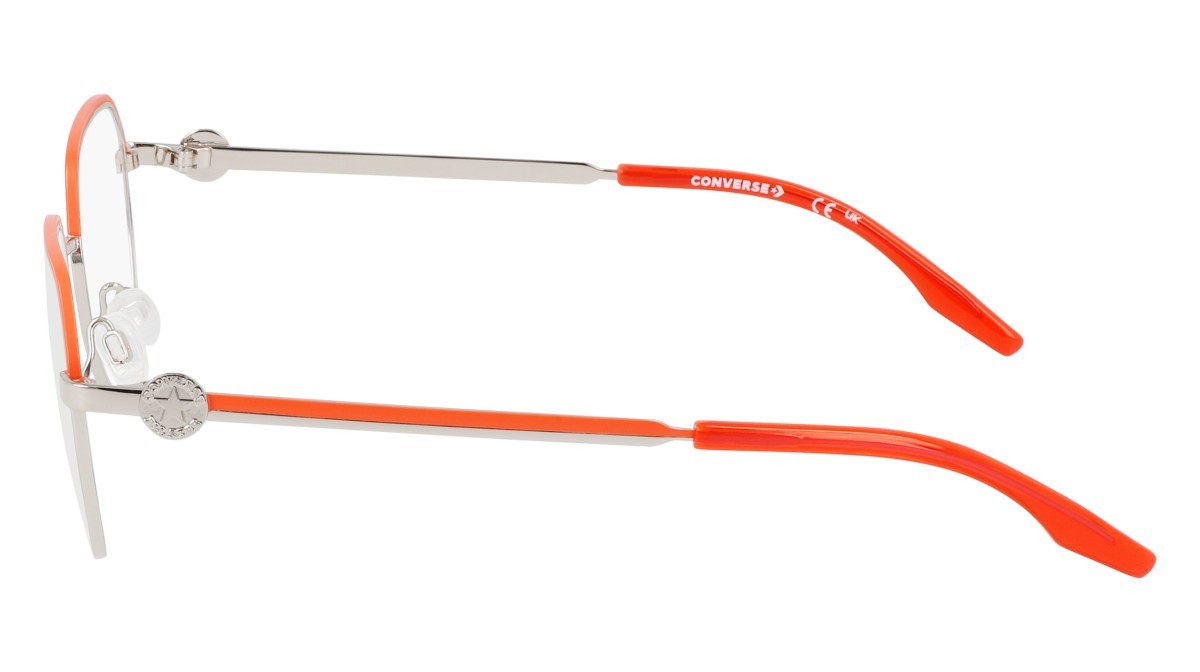 Eyeglasses Converse CV1028 (045) color shiny silver/vermillion red shape round lenses shiny silver/vermillion red