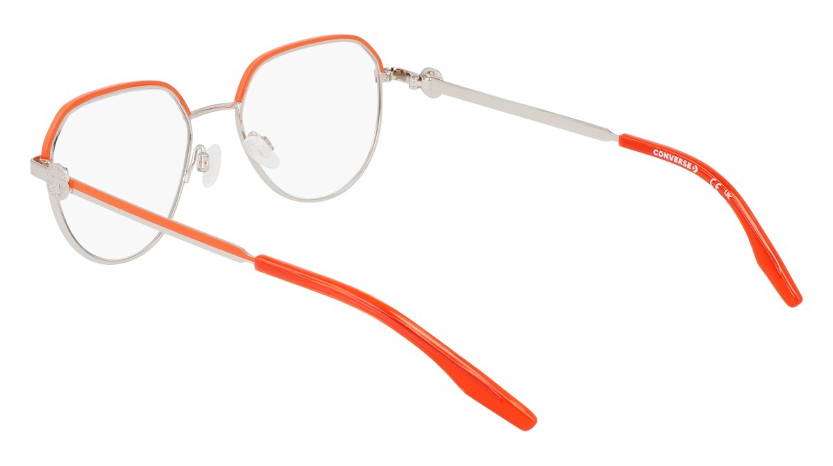 Eyeglasses Converse CV1028 (045) color shiny silver/vermillion red shape round lenses shiny silver/vermillion red