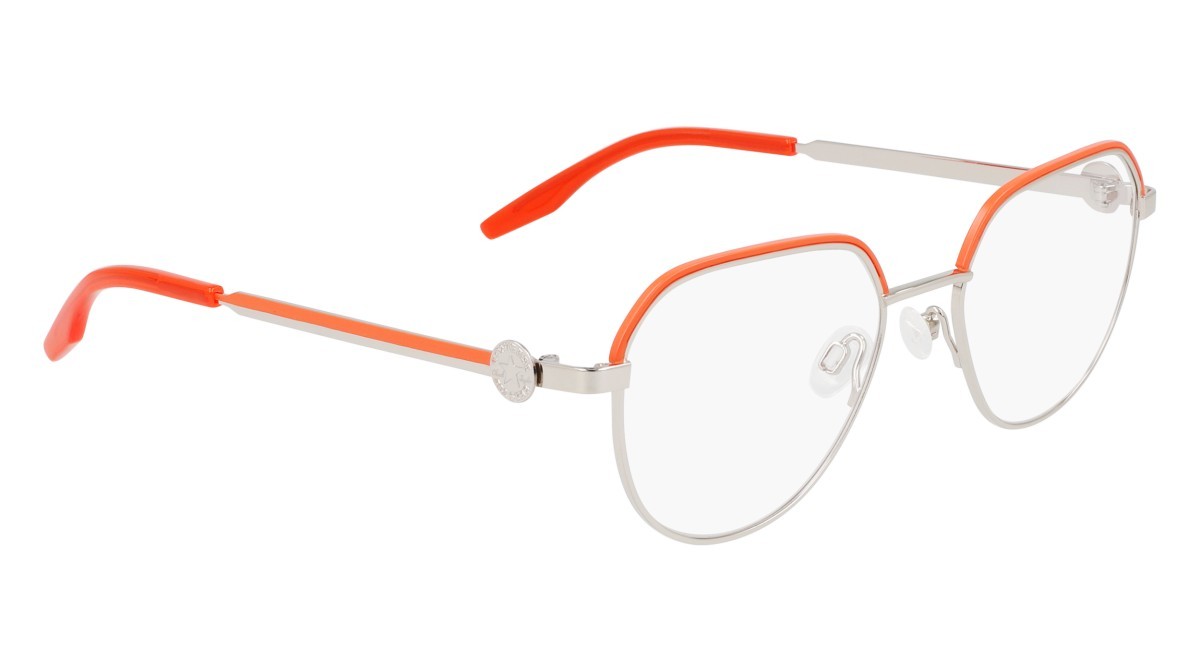 Eyeglasses Converse CV1028 (045) color shiny silver/vermillion red shape round lenses shiny silver/vermillion red