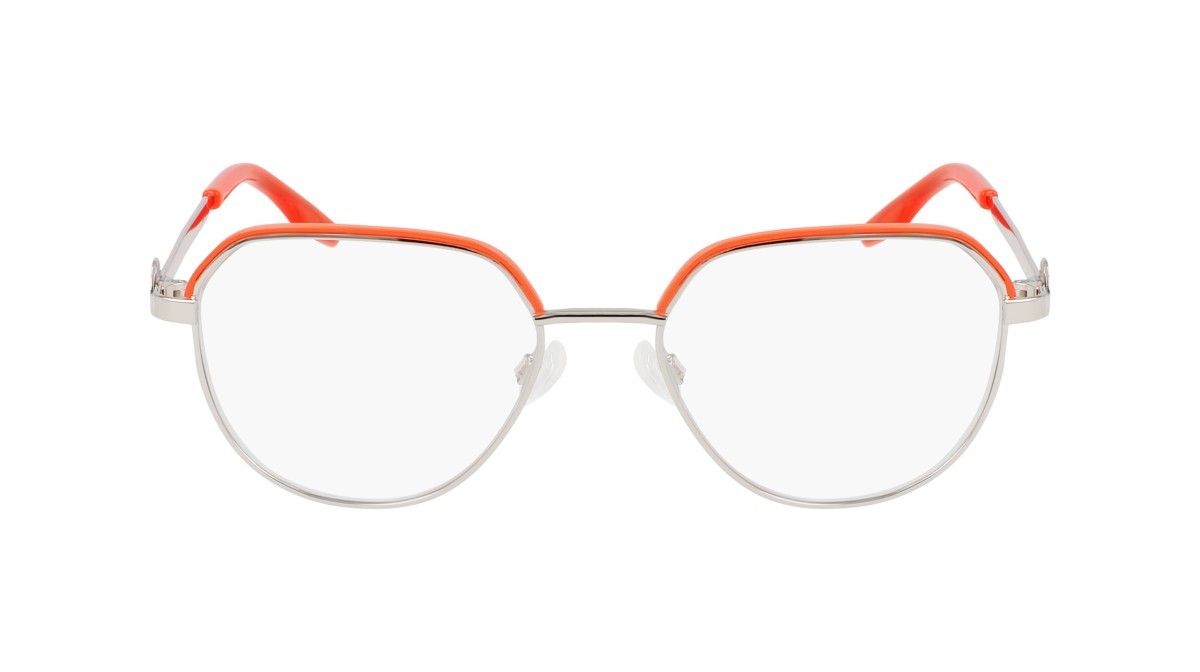 Eyeglasses Converse CV1028 (045) color shiny silver/vermillion red shape round lenses shiny silver/vermillion red