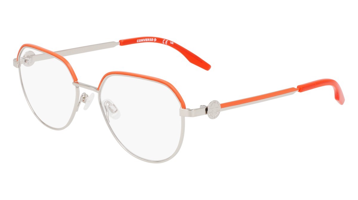 Eyeglasses Converse CV1028 (045) color shiny silver/vermillion red shape round lenses shiny silver/vermillion red