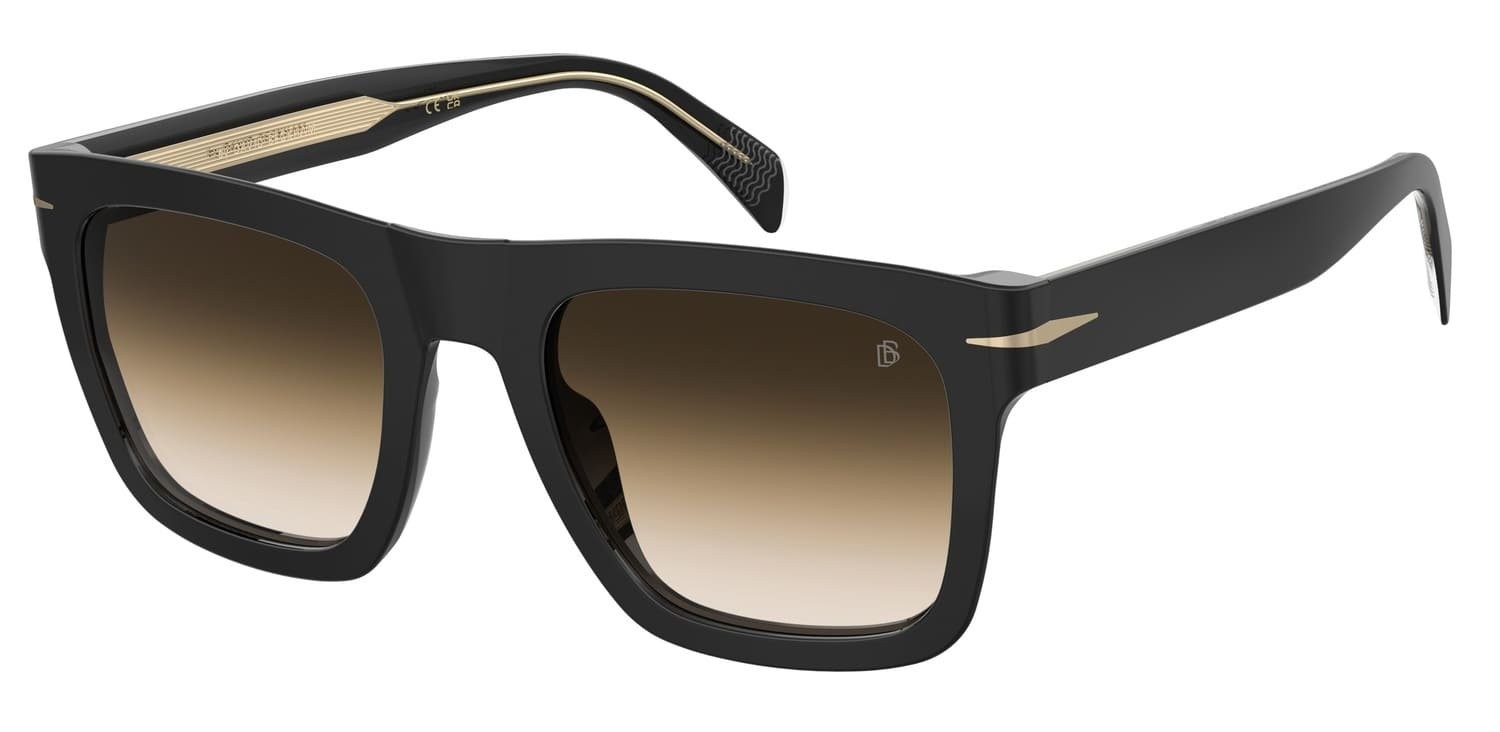 Sunglasses David Beckham Db 7000/S FLAT 206608 807 N4 color black shape rectangle lenses brown shaded brick