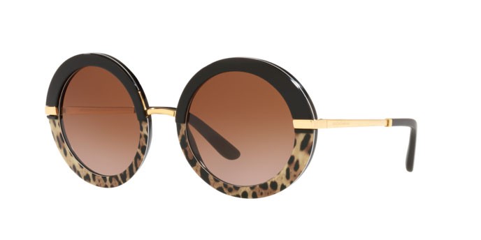 Sonnenbrillen Dolce & Gabbana DG 4393 (324413) farbe black/leo print form rund gläser brown gradient