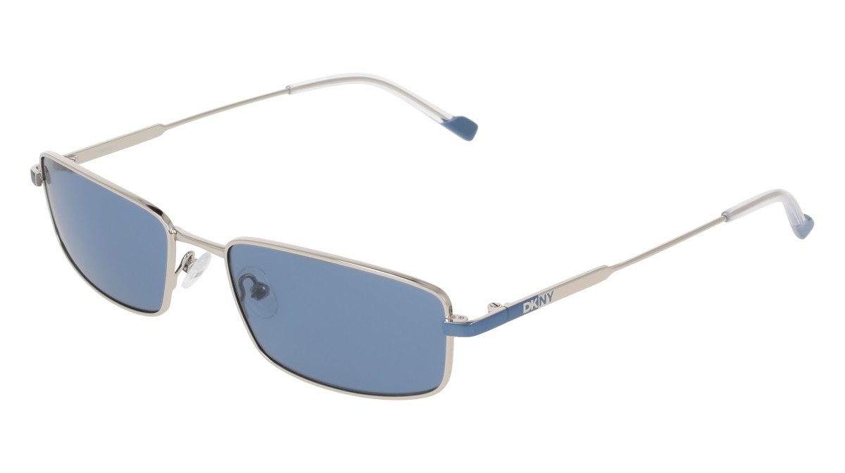 Occhiali da sole Dkny DK119S (040) colore silver forma rettangolare lenti solid blue