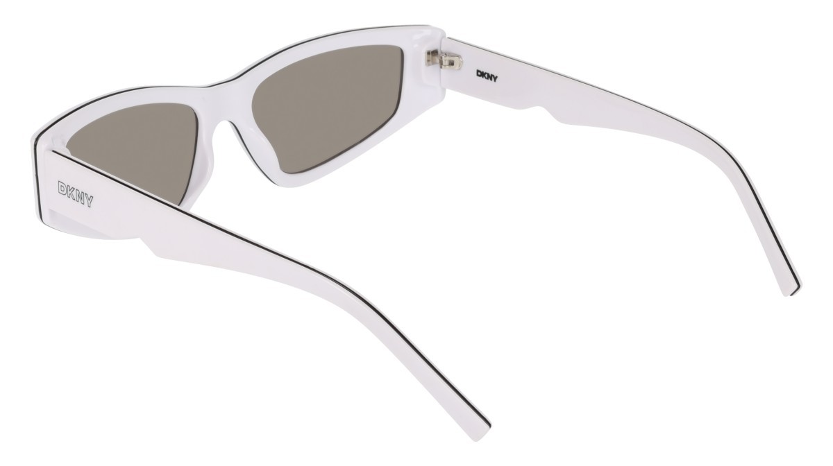 Sunglasses Dkny DK560S (100) color white shape cat eye lenses smoke with silver flash