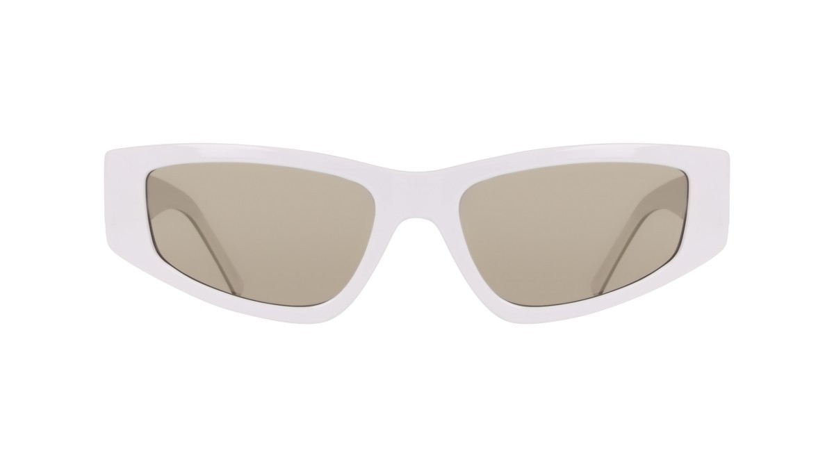 Sunglasses Dkny DK560S (100) color white shape cat eye lenses smoke with silver flash