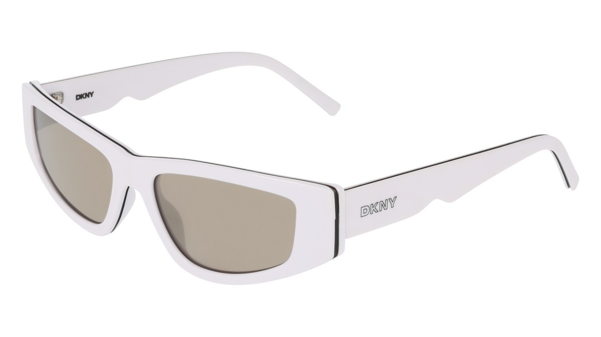 Sunglasses Dkny DK560S (100) color white shape cat eye lenses smoke with silver flash