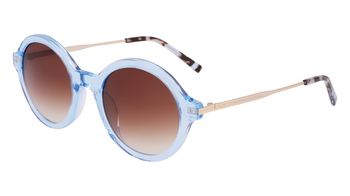 Sunglasses Dkny DK714S N (418) color crystal ice blue shape round lenses gradient brown