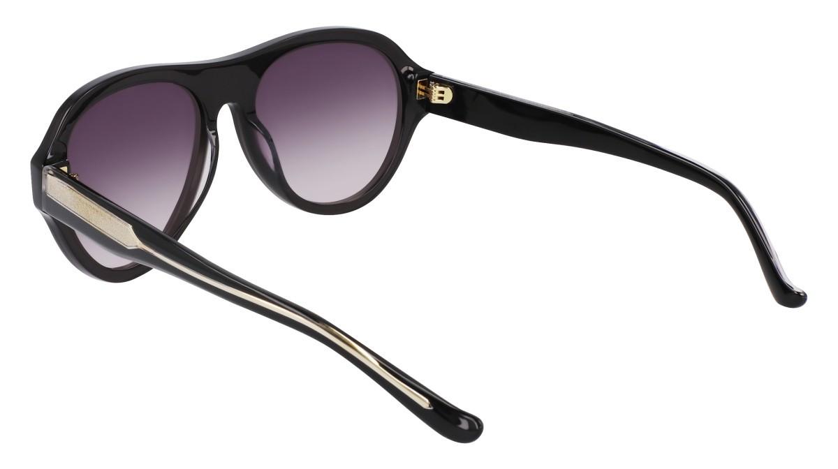 Sunglasses Donna Karan DO514S (001) color black crystal shape aviator lenses smoke gradient w/gold flash