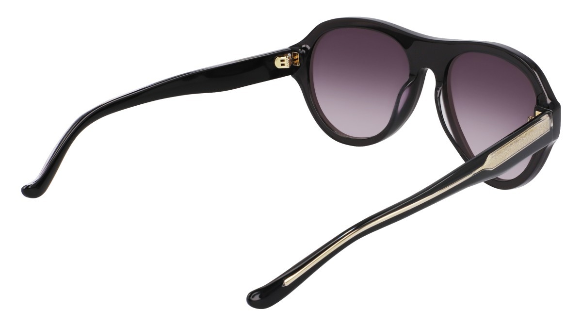 Sunglasses Donna Karan DO514S (001) color black crystal shape aviator lenses smoke gradient w/gold flash