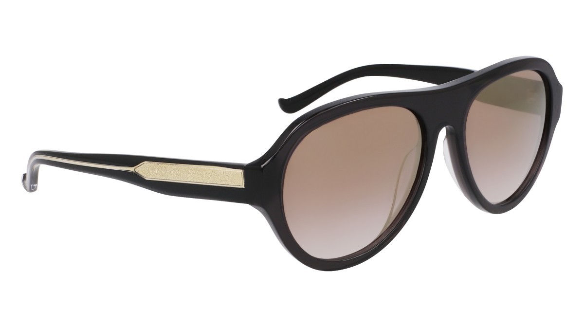 Sunglasses Donna Karan DO514S (001) color black crystal shape aviator lenses smoke gradient w/gold flash