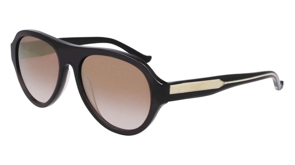 Sunglasses Donna Karan DO514S (001) color black crystal shape aviator lenses smoke gradient w/gold flash