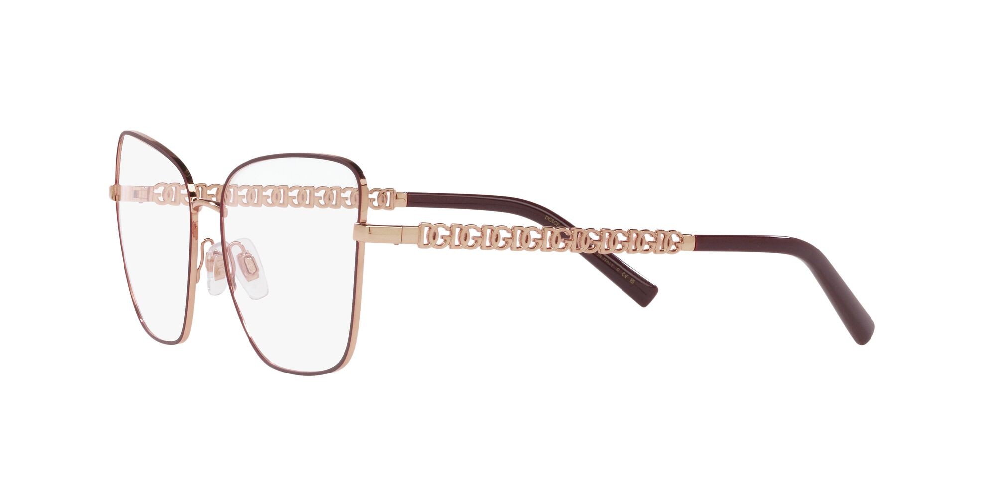 Occhiali da vista Dolce & Gabbana DG 1346 (1333) colore pink gold/matte bordeaux forma farfalla lenti lente demo