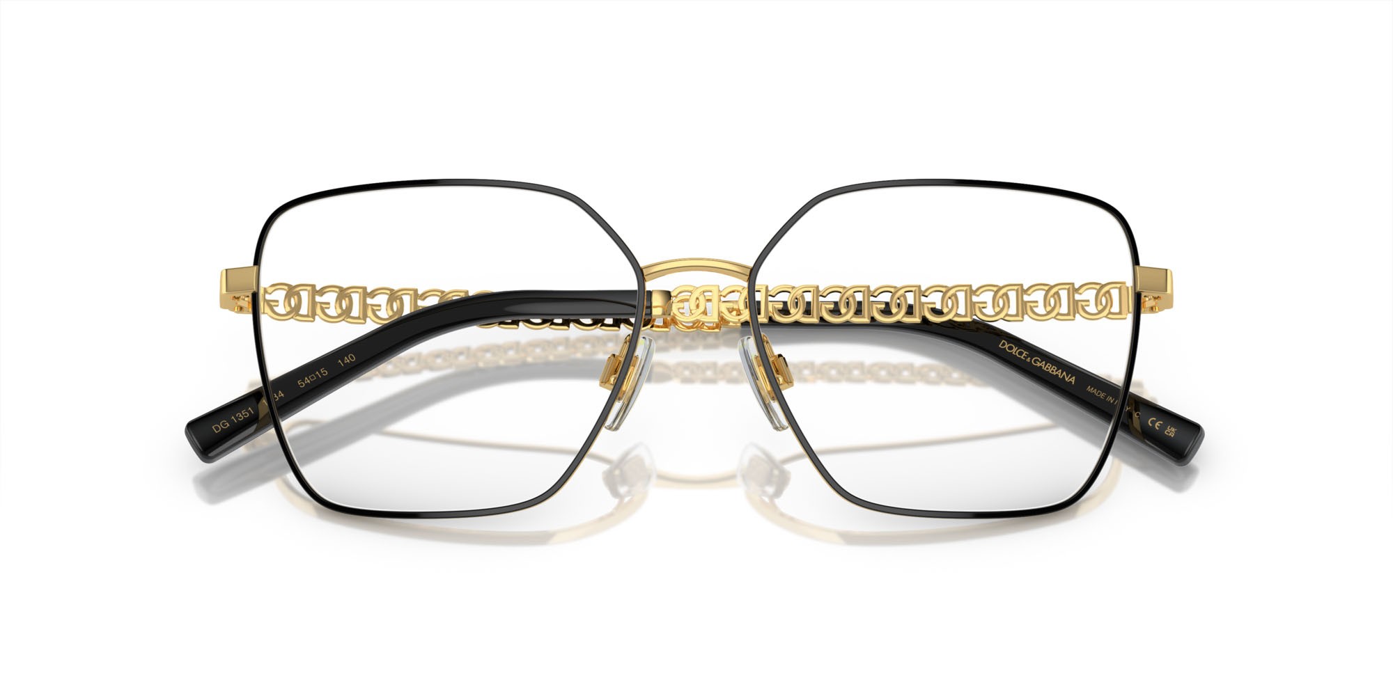 Occhiali da vista Dolce & Gabbana DG 1351 (1334) colore oro/nero forma quadrato lenti lente demo