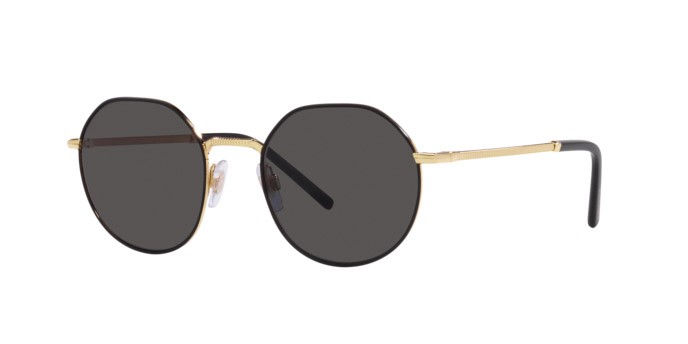 Occhiali da sole Dolce & Gabbana DG 2286 (02/87) colore gold/black forma pantos lenti dark grey