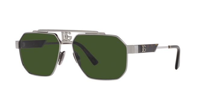 Sunglasses Dolce & Gabbana DG 2294 (04/71) color gunmetal shape aviator lenses verde scuro