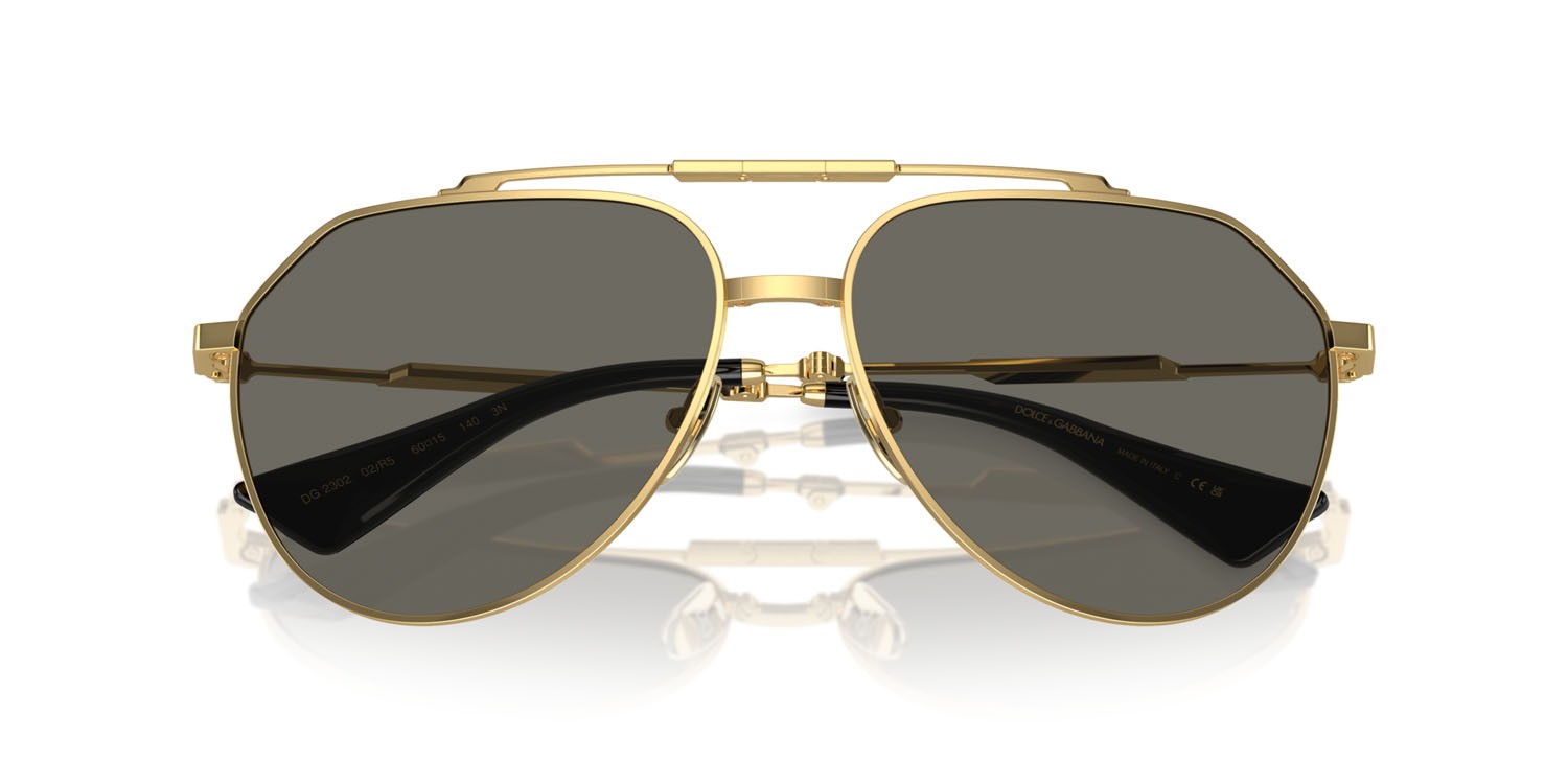Occhiali da sole Dolce & Gabbana DG 2302 (02/R5) colore oro forma aviator lenti grigio