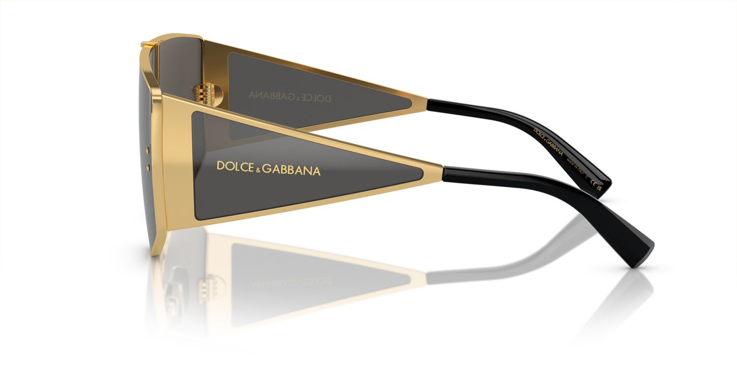 Occhiali da sole Dolce & Gabbana DG 2305 (02/87) colore oro forma rettangolare lenti grigio scuro