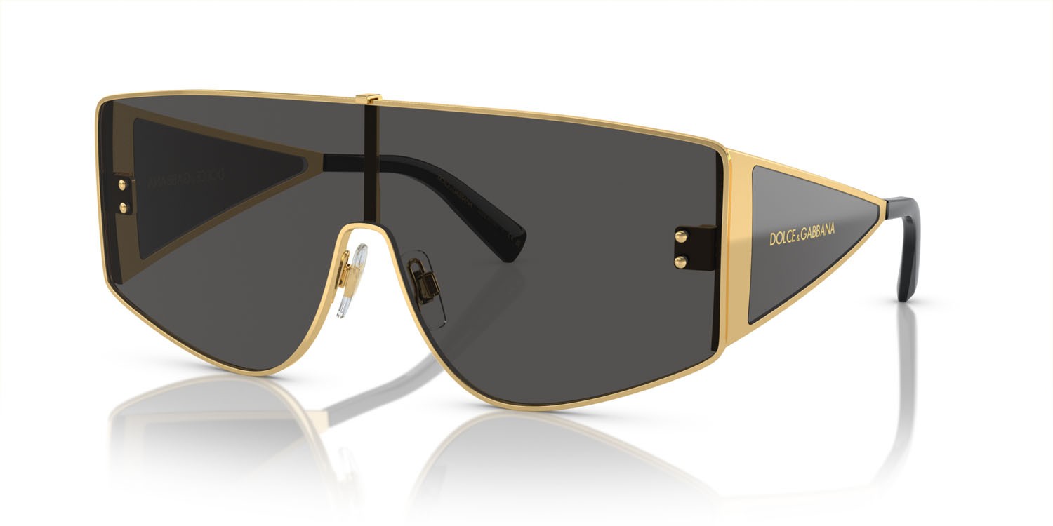 Occhiali da sole Dolce & Gabbana DG 2305 (02/87) colore oro forma rettangolare lenti grigio scuro