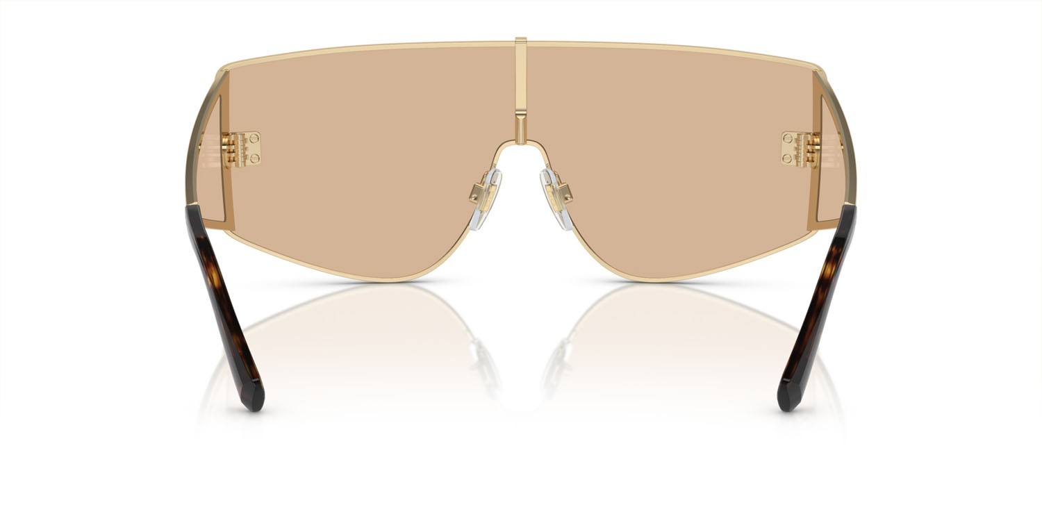 Occhiali da sole Dolce & Gabbana DG 2305 (13655A) colore oro chiaro forma rettangolare lenti marrone chiaro a specchio/flash oro