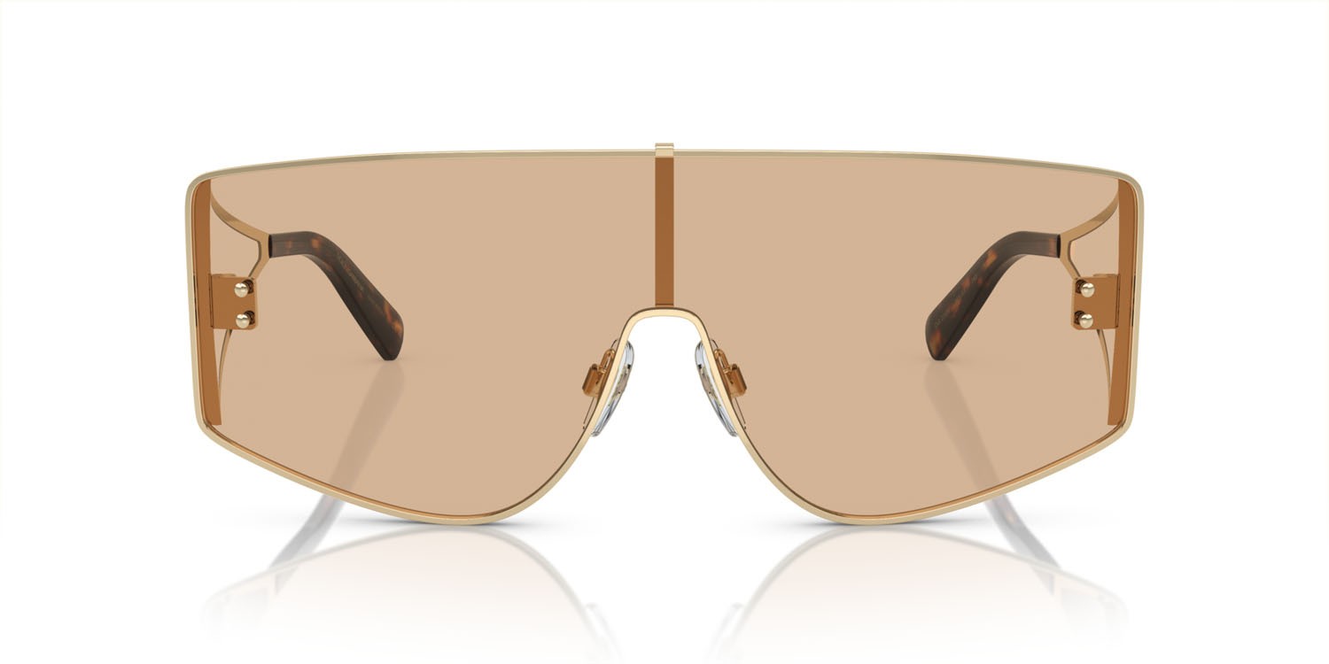 Occhiali da sole Dolce & Gabbana DG 2305 (13655A) colore oro chiaro forma rettangolare lenti marrone chiaro a specchio/flash oro