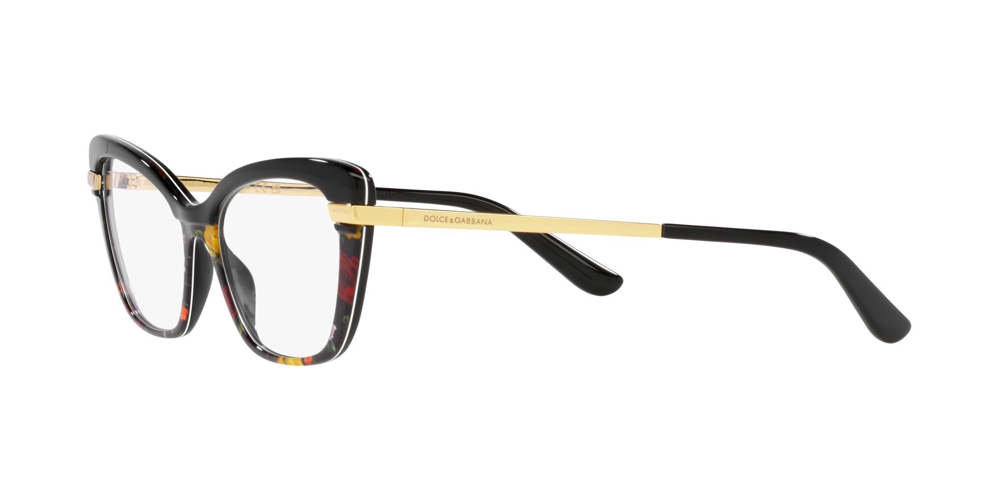 Brillen Dolce & Gabbana DG 3325 (3400) farbe black on winter flowers print form cat-eye gläser lente demo
