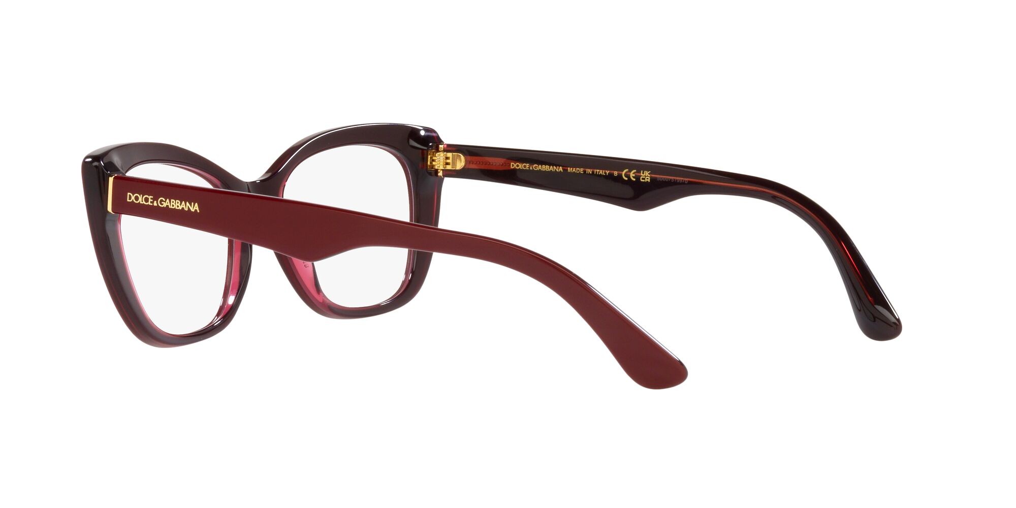 Brillen Dolce & Gabbana DG 3360 (3247) farbe bordeaux/bordeaux trasparente form cat-eye gläser lente demo