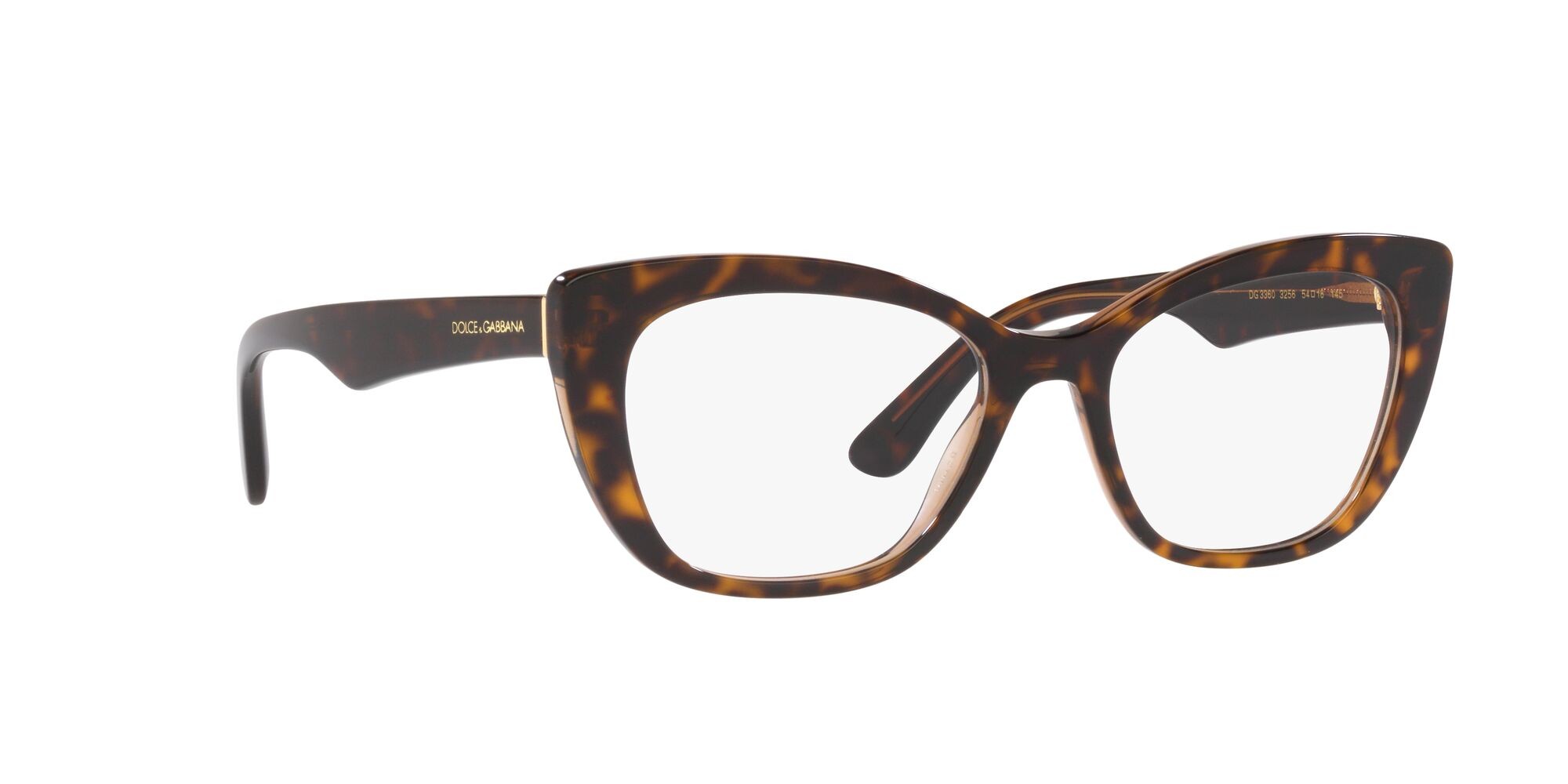 Eyeglasses Dolce & Gabbana DG 3360 (3256) color havana/marrone trasparente shape cat eye lenses lente demo