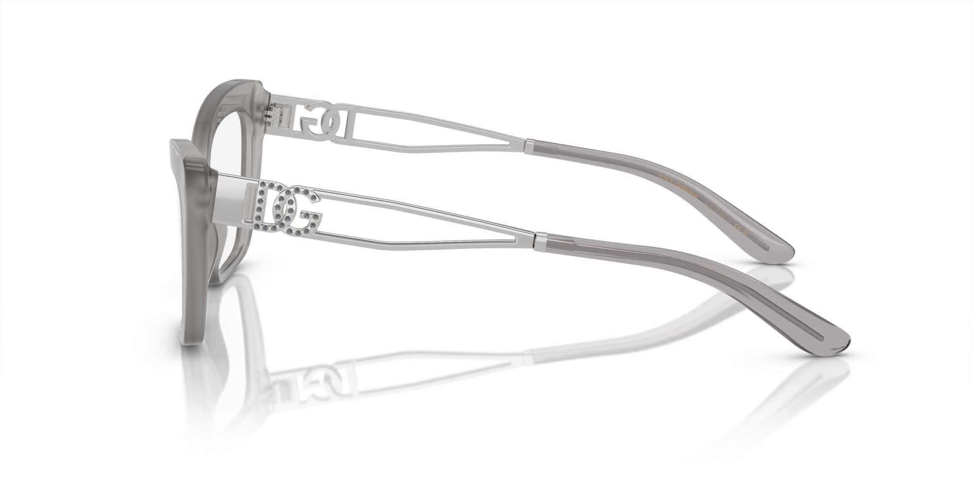 Eyeglasses Dolce & Gabbana DG 3375B (3421) color grigio opale shape cat eye lenses lente demo