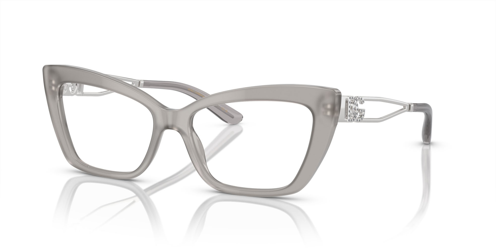 Eyeglasses Dolce & Gabbana DG 3375B (3421) color grigio opale shape cat eye lenses lente demo