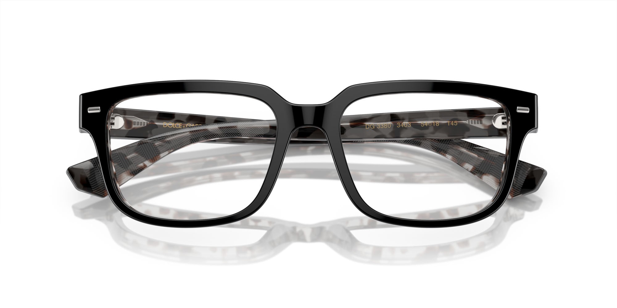 Occhiali da vista Dolce & Gabbana DG 3380 (3403) colore nero su havana grigio forma quadrato lenti lente demo