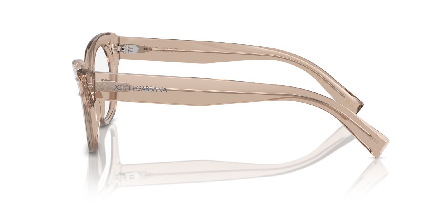 Brillen Dolce & Gabbana DG 3385 (3432) farbe cammello trasparente form cat-eye gläser lente demo
