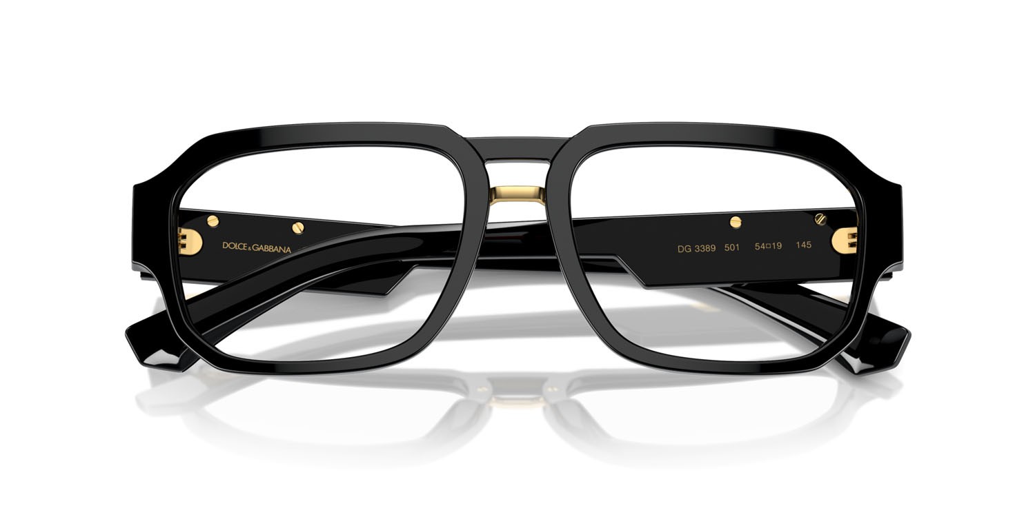 Occhiali da vista Dolce & Gabbana DG 3389 (501) colore nero forma aviator lenti lente demo